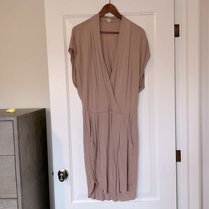 Aritzia Wilfred Cotton Draped Dress, rounded hem with slits, pockets